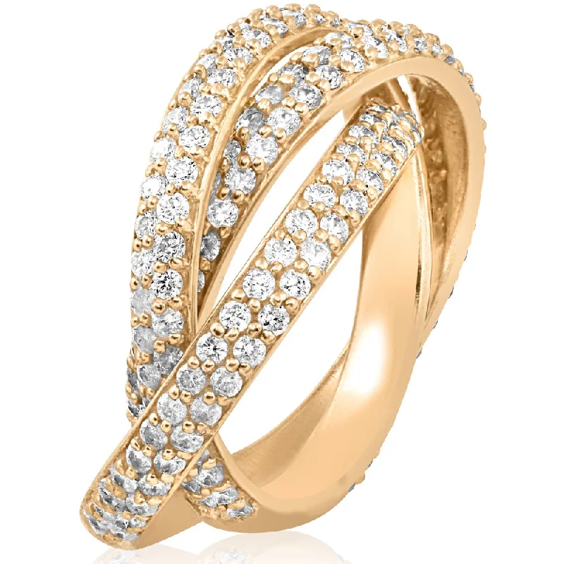 14k Yellow Gold 2 5/8 ct TW Diamond Eco Friendly Lab Grown Pave Rolling Ring Eternity 3 Bands (F-G,VS1-VS2) - White