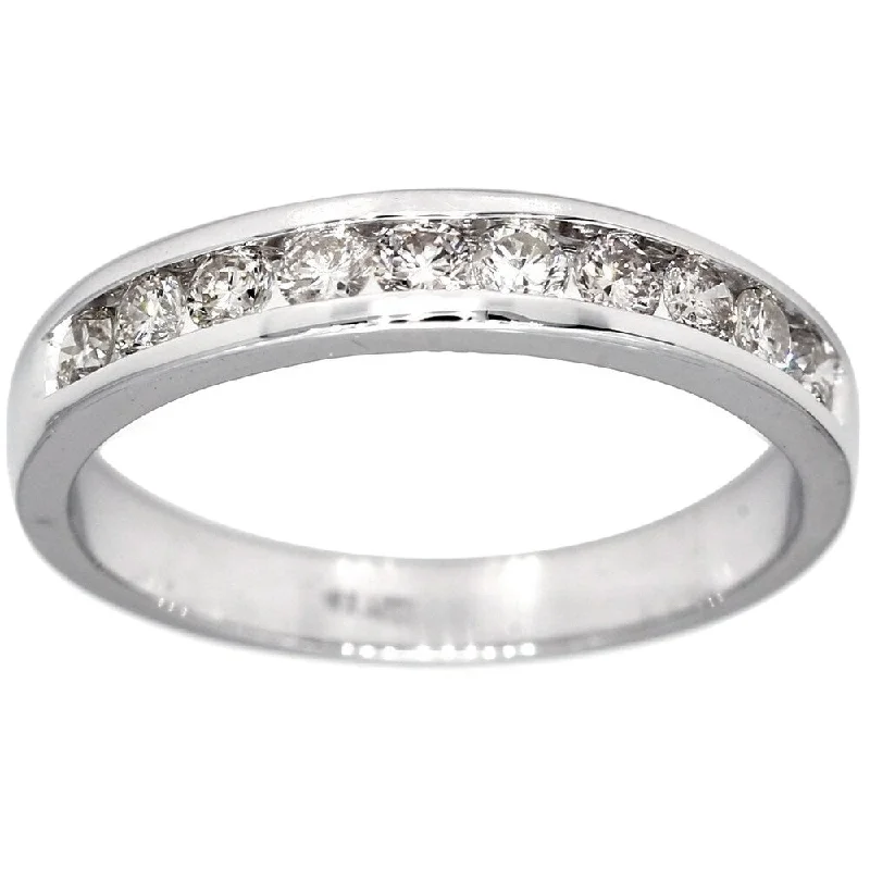 Pompeii3 10k White Gold .50ct TDW Diamond Wedding Ring Channel Set