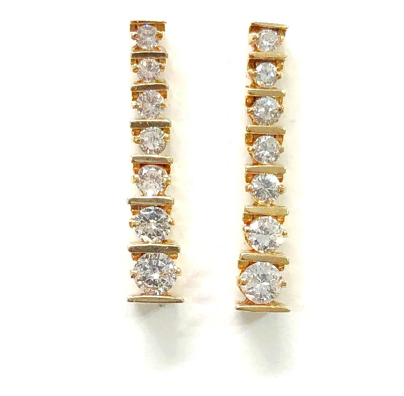 14K Yellow Gold Dangle Style Diamond Earrings