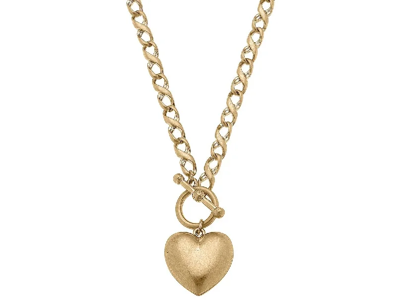 Gina Puffy Heart Front Toggle Necklace