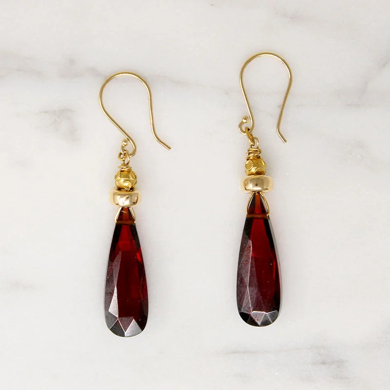 Antique Gold & Glittering Garnet Earrings by brunet