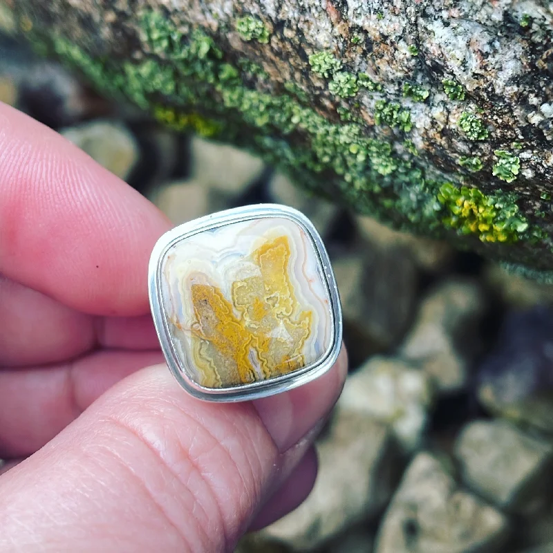 Crazy Lace Agate and Sterling Silver Ring