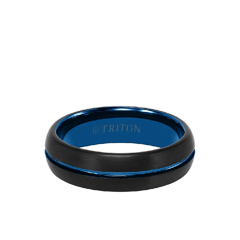 6.5MM Tungsten Carbide Two-Tone Ring with Brushed Finish