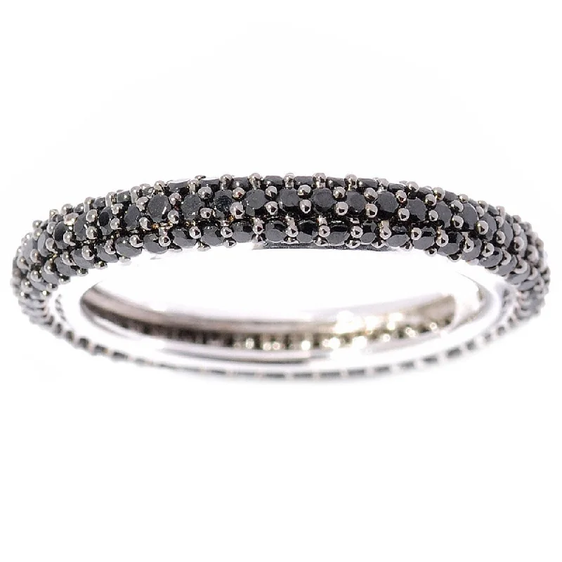 Sterling Silver Black Spinel Round Band Eternity Ring