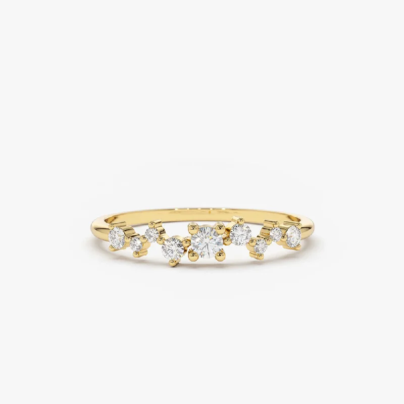 14k Multistone Diamond Cluster Ring