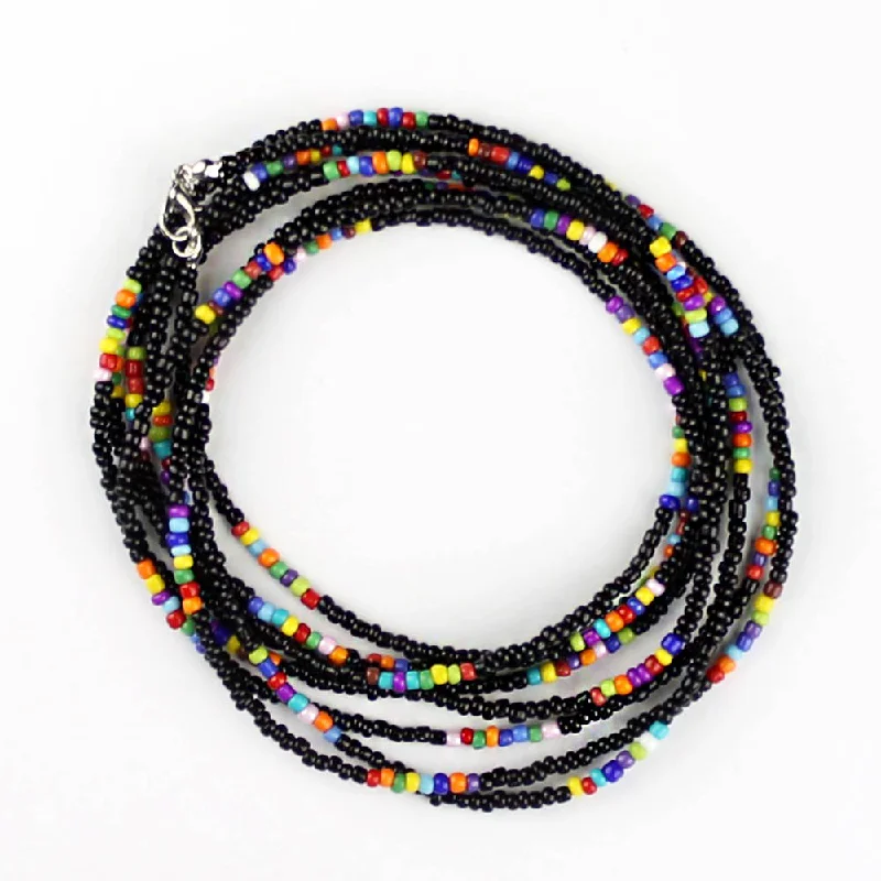 Extra Long Beaded Necklace Bohemian Style Multicolored Beaded Necklace