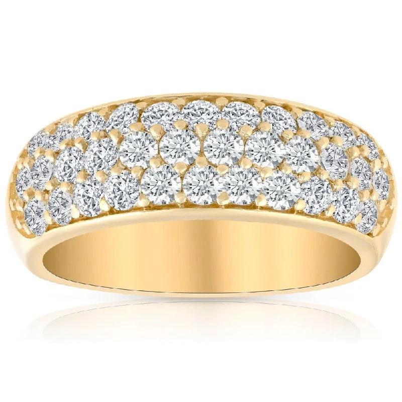 1 3/4Ct Pave Diamond Lab Grown Wedding Anniversary Ring 14k Yellow Gold (G/H-VS)