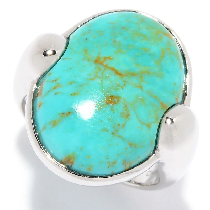 Sterling Silver 20 x 15mm Oval Tyrone turquoise North-South Ring