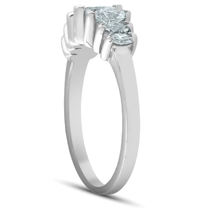 White Gold 3/4ct Marquise Diamond Anniversary Ring