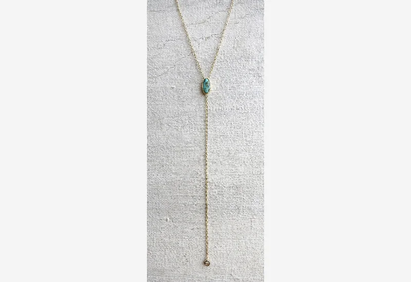 Turquoise & Diamond Drop Necklace