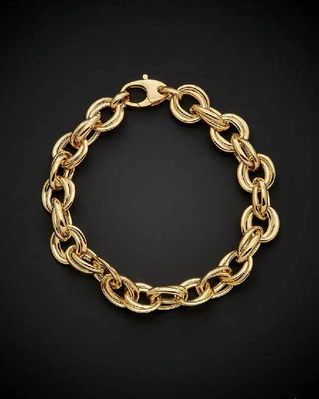 14K Italian Gold Oval & Round Link Bracelet