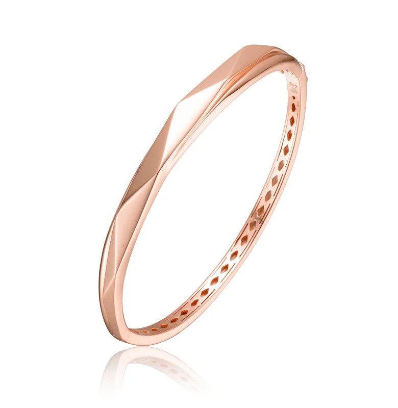 Vintage Sterling Silver 18k Rose Gold Plated Bangle Bracelet