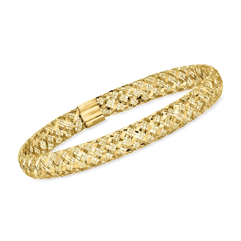 Canaria Italian 10kt Yellow Gold Mesh Stretch Bangle Bracelet