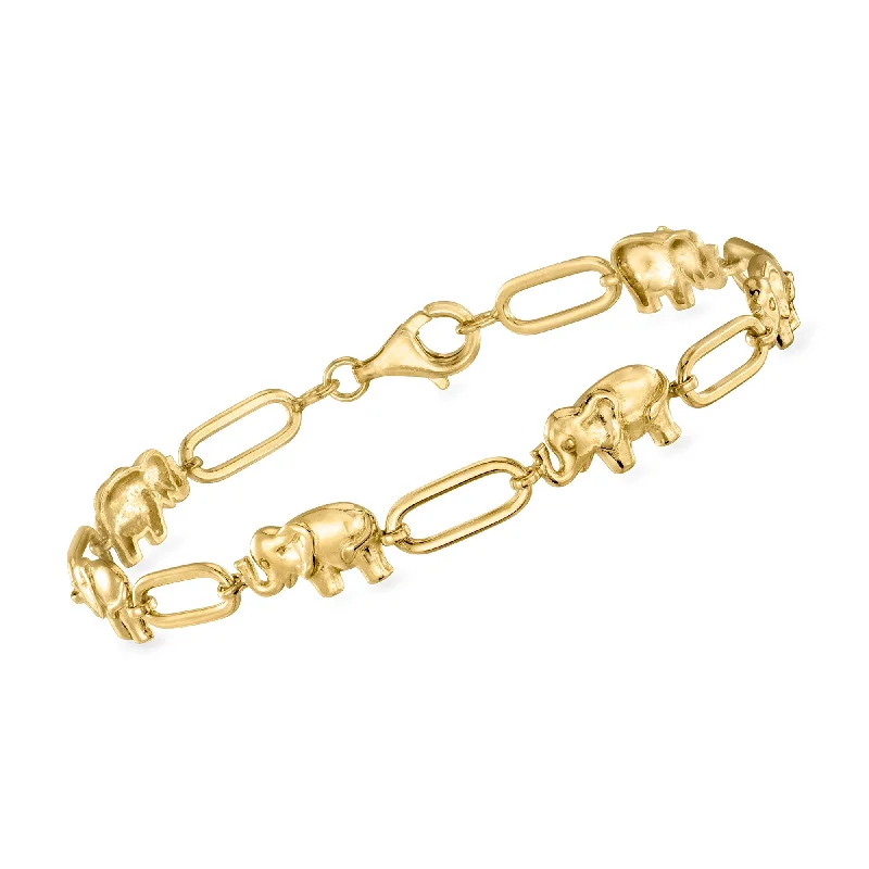 Ross-Simons 18kt Gold Over Sterling Elephant and Paper Clip Link Bracelet