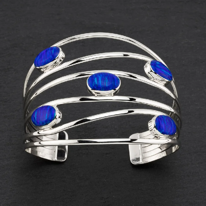 Sterling Silver and Australian Opal Cuff Bracelet