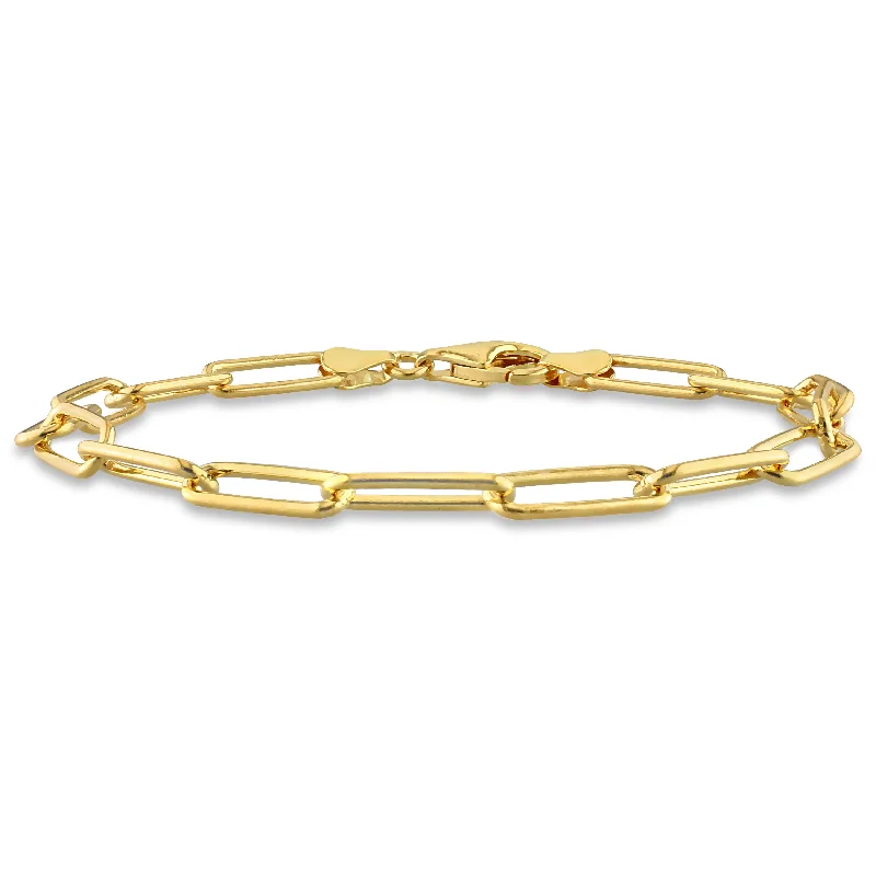 Mimi & Max 5mm Polished Paperclip Chain Bracelet in 18k Yellow Gold Plated Sterling Silver - 7.5 in