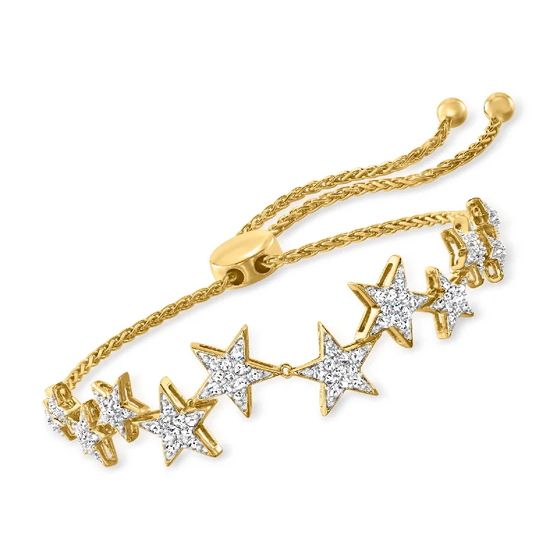 Ross-Simons Diamond Star Bolo Bracelet in 18kt Gold Over Sterling