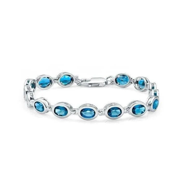 Oval London Blue Topaz Gemstone Bracelet