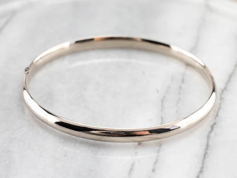 Plain Hinged White Gold Bangle Bracelet