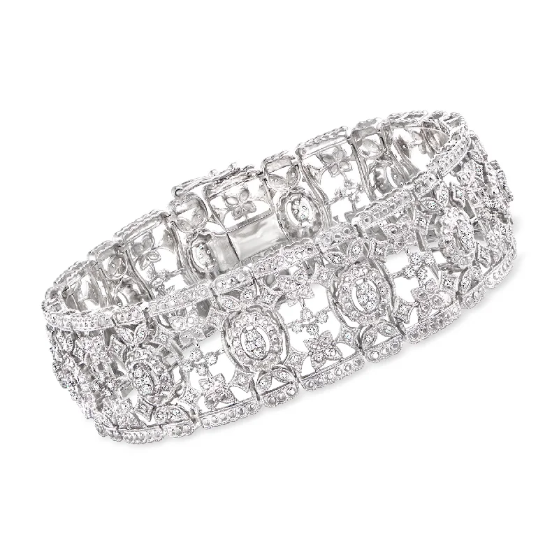 Ross-Simons Diamond Vintage-Style Bracelet in Sterling Silver