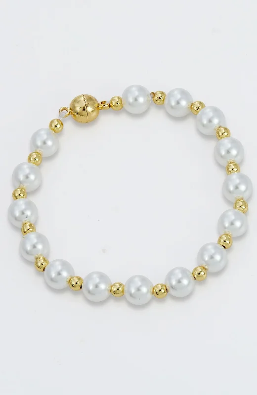 18K GOLD PLATED BEADS AND PEARLS BRACELET