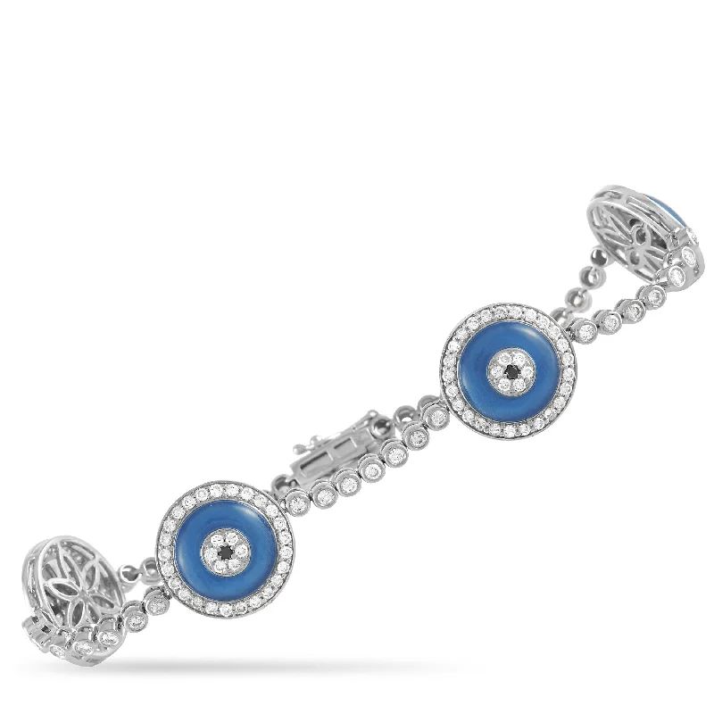 LB Exclusive 18K White Gold 2.05ct Diamond Evil Eye Bracelet ALB-16403