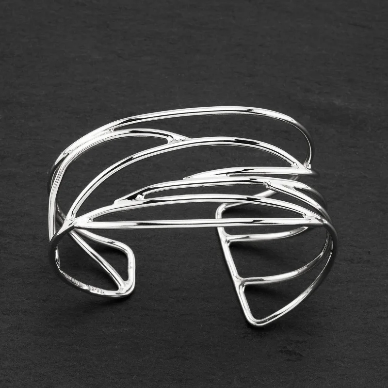 Sleek Waves Sterling Silver Cuff Bracelet