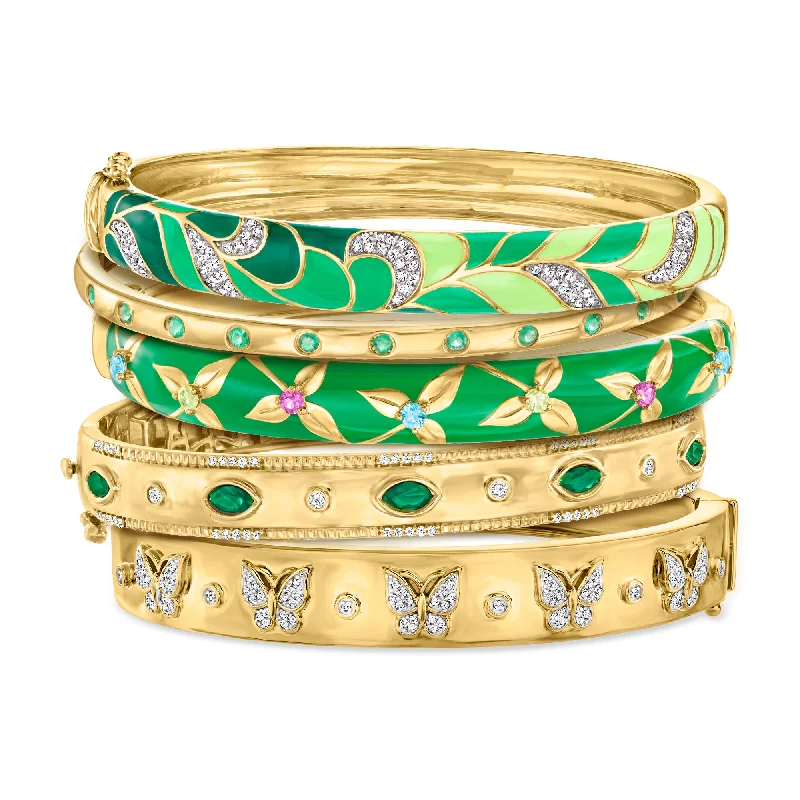 Ross-Simons "Holly Stack" Of 5 Bangle Bracelets in 18kt Gold Over Sterling