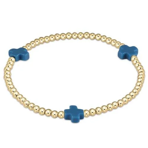 Enewton - Signature Cross Gold 3mm Bead Bracelet - Cobalt