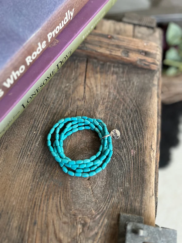 Five Strand Green Turquoise Dainty Beaded Bracelet