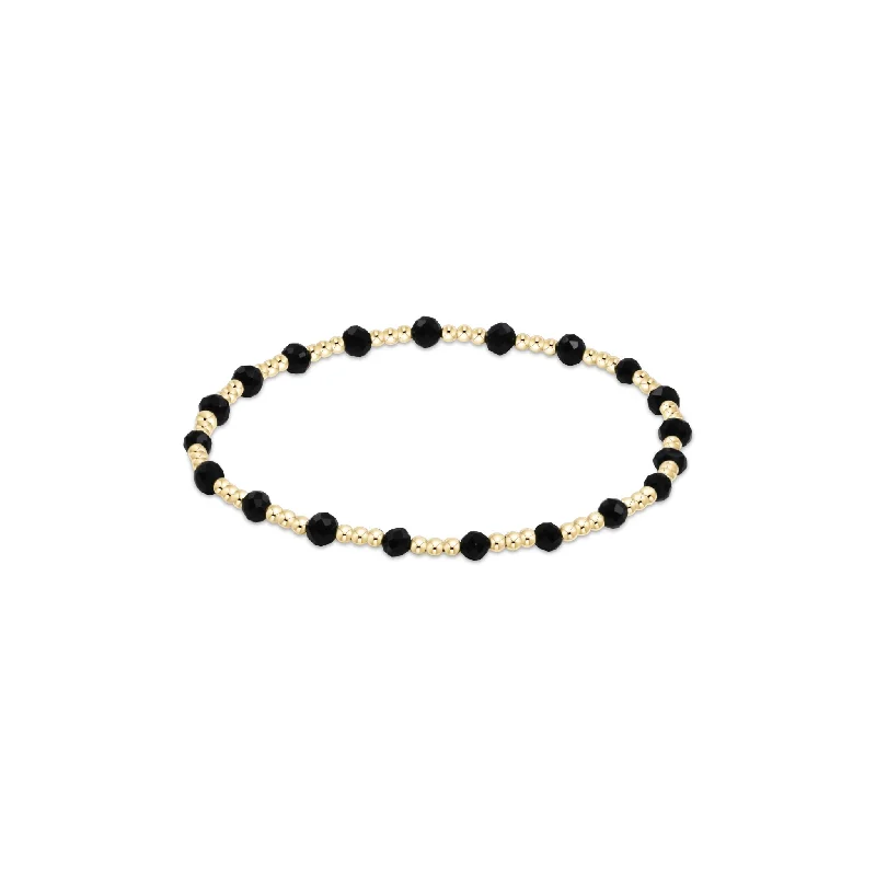 Enewton - Gemstone Gold Sincerity Pattern 3mm Bead Bracelet - Faceted Onyx