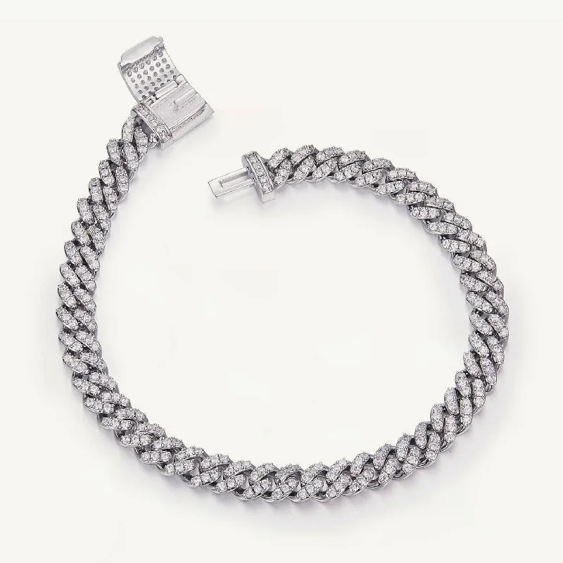 Luxury Hip Hop Full Pave Diamond Cuban Necklace and Bracelet