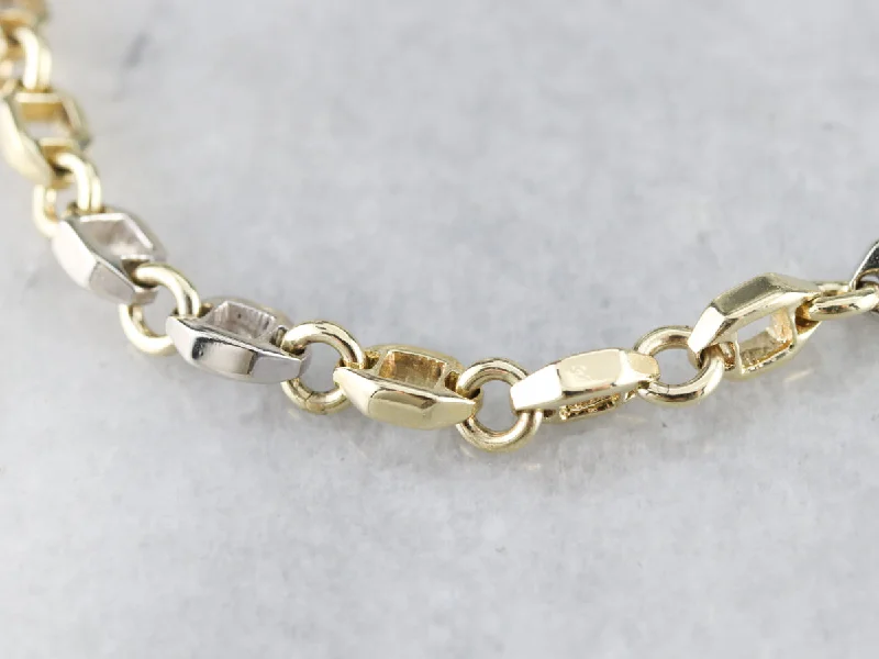 Mixed Metal Hexagon Link Bracelet