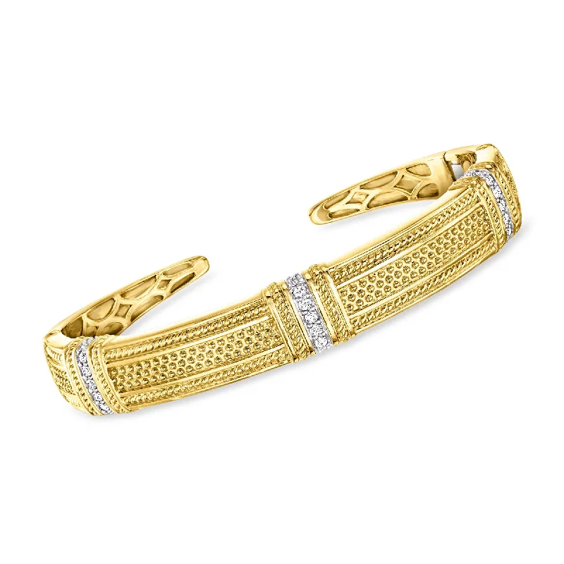 Ross-Simons Diamond Cuff Bracelet in 18kt Gold Over Sterling