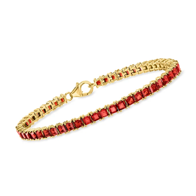 Ross-Simons Garnet Tennis Bracelet in 18kt Gold Over Sterling