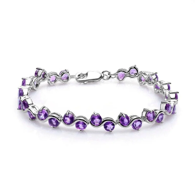 9.04 Ctw Natural Amethyst Gemstone Bracelet