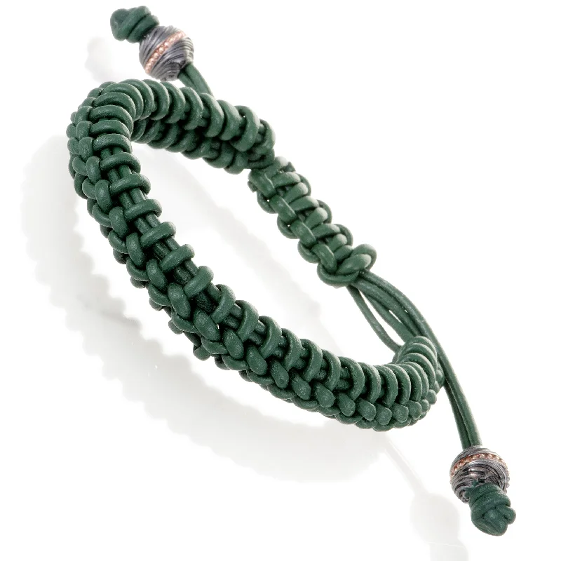 Stephen Webster No Regrets Unisex Green Leather and Gold Tone Silver Bracelet