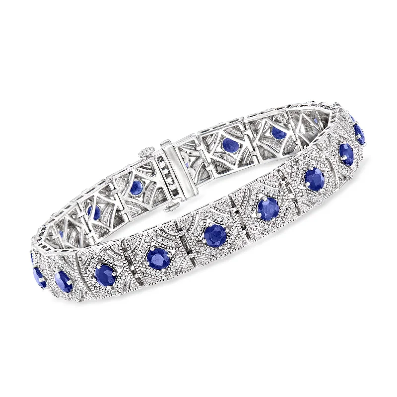 Ross-Simons Sapphire and Diamond Bracelet in Sterling Silver