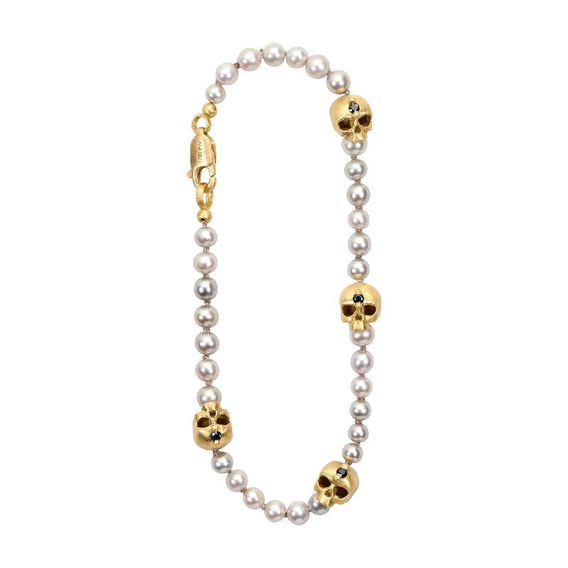 Grey Pearl Hopes & Dreams Skull Bracelet - 11780