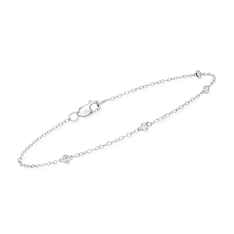 RS Pure by Ross-Simons Bezel-Set Diamond Bracelet in Sterling Silver