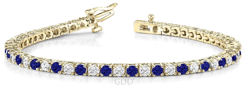 SAPPHIRE & DIAMOND LINK TENNIS BRACELET 14K GOLD