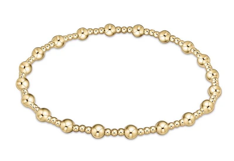 E Newton Classic Sincerity Pattern Bead Bracelet - Gold