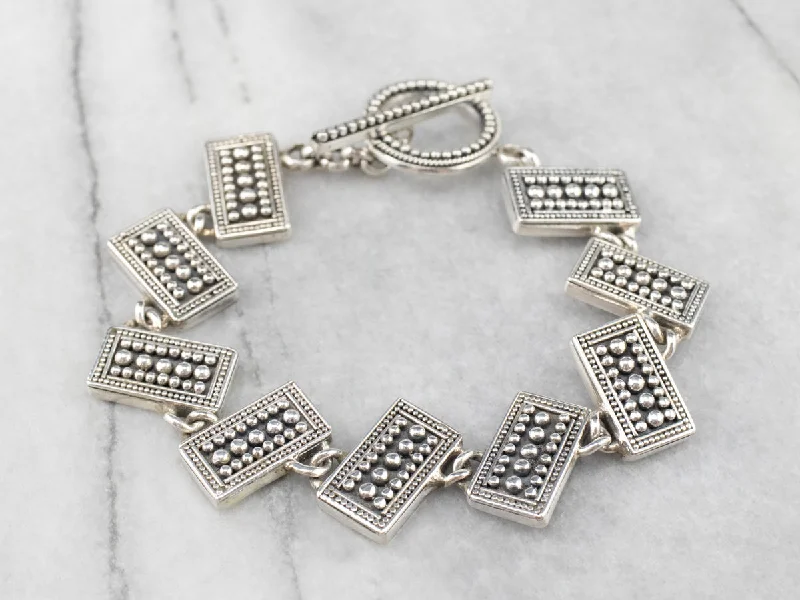 Unisex Sterling Silver Toggle Link Bracelet