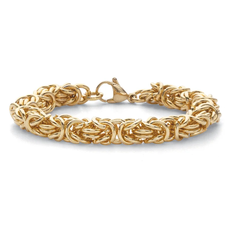 Byzantine-Link Bracelet Gold Ion-Plated Stainless Steel 8mm  7.5" Length