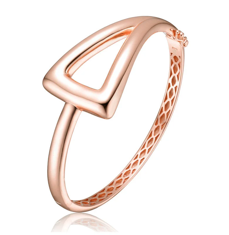 Sterling Silver 18k Rose Gold Plated Triangle Geometric Bangle Bracelet