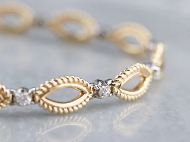 Diamond Gold Marquise Link Bracelet