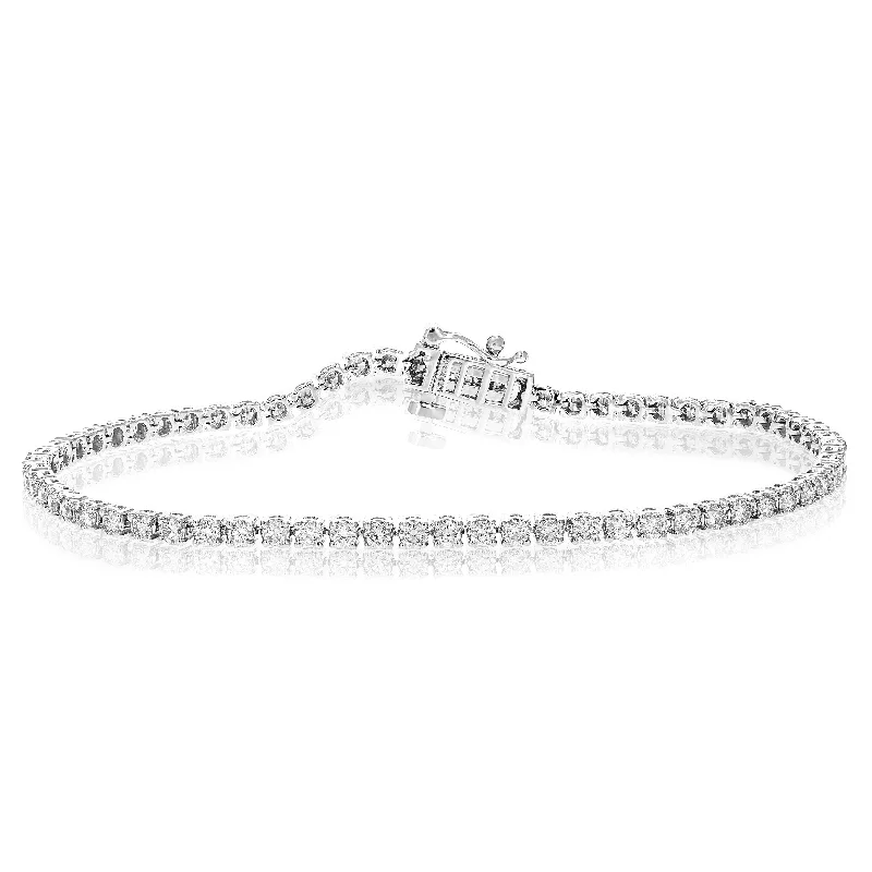 2 cttw 67 Stones Round Lab Grown Diamond Bracelet 14K White Gold Prong Set 7 Inch