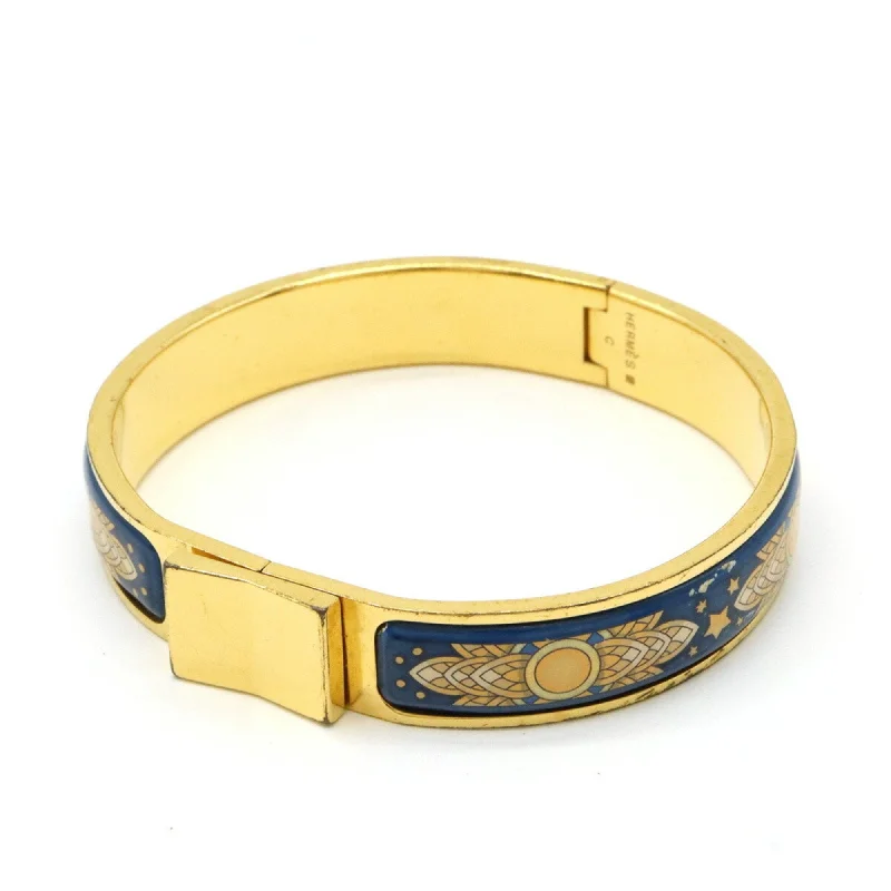 Hermes blue yellow Cloisonné/Enamel gold Plating Bangle (Pre-Owned)