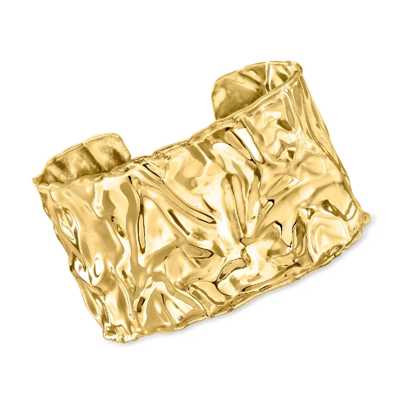 Ross-Simons Italian 18kt Gold Over Sterling Rippled Cuff Bracelet