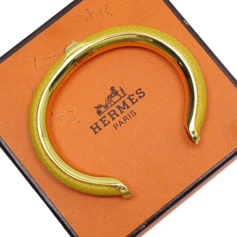 Hermes gold yellow Leather Metal Bangle (Pre-Owned)